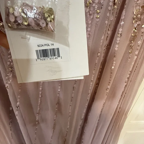 NWT Mac Duggal 9224 Pink One Shoulder Embellished Trapeze A Line Gown Size 14 - Picture 10 of 17